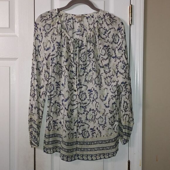 Lucky Brand blue white top Sz S - Picture 1 of 6